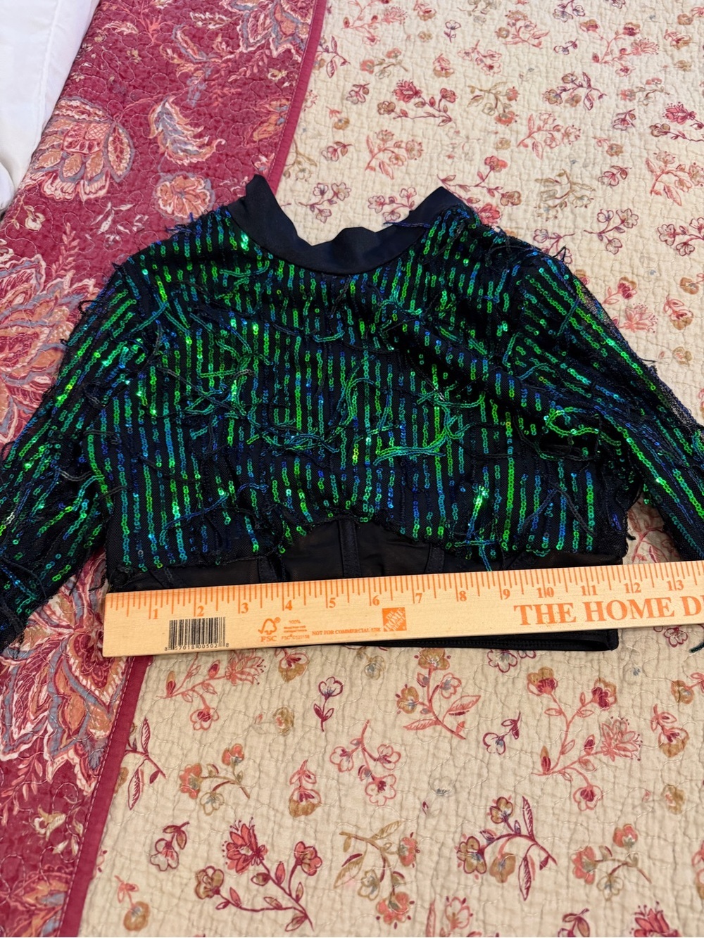 Festival Iridescent Green & Blue Sequin Crop Top